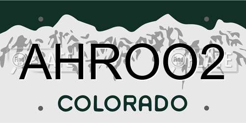 AHROO2 Colorado License Plate