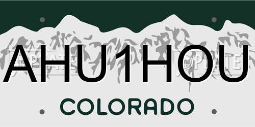 AHU1HOU Colorado License Plate