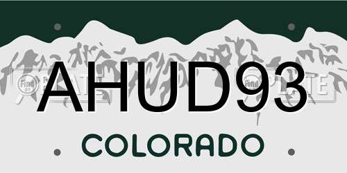 AHUD93 Colorado License Plate