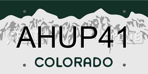 AHUP41 Colorado License Plate