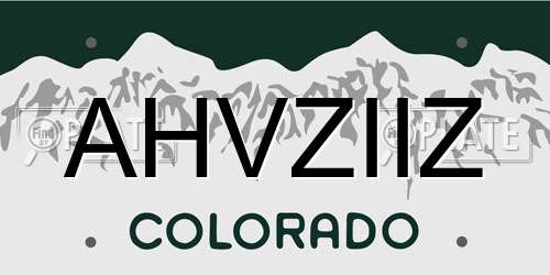 AHVZIIZ Colorado License Plate
