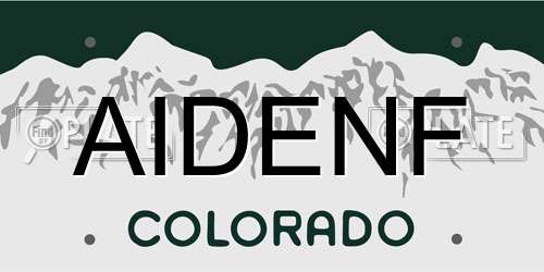 AIDENF Colorado License Plate