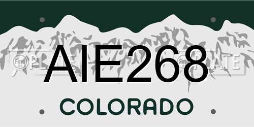 AIE268 Colorado License Plate