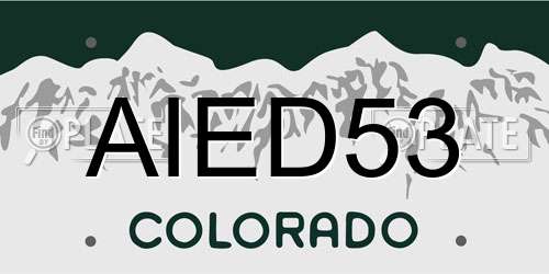 AIED53 Colorado License Plate