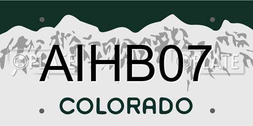 AIHB07 Colorado License Plate