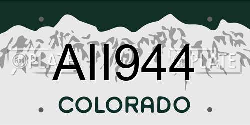 AII944 Colorado License Plate