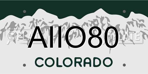 AIIO80 Colorado License Plate