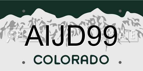 AIJD99 Colorado License Plate