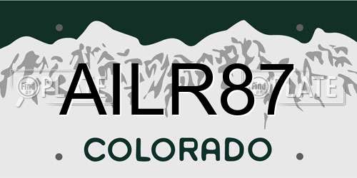 AILR87 Colorado License Plate