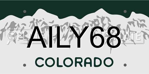 AILY68 Colorado License Plate