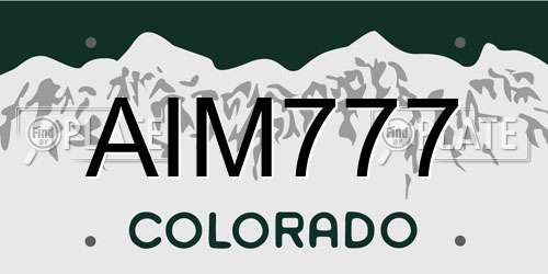 AIM777 Colorado License Plate