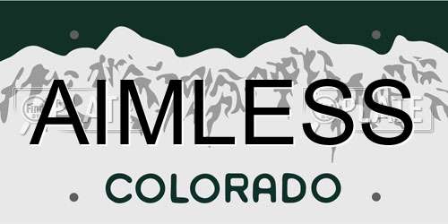 AIMLESS Colorado License Plate