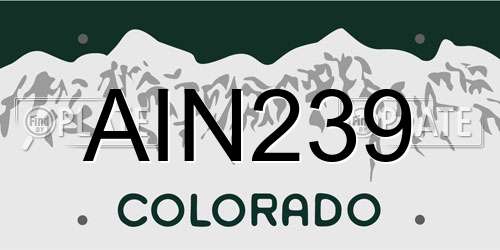 AIN239 Colorado License Plate