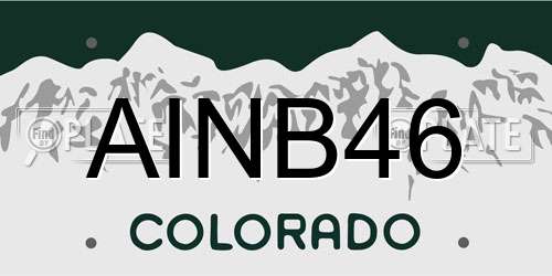 AINB46 Colorado License Plate