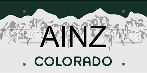 AINZ Colorado License Plate