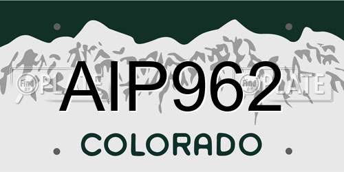 AIP962 Colorado License Plate