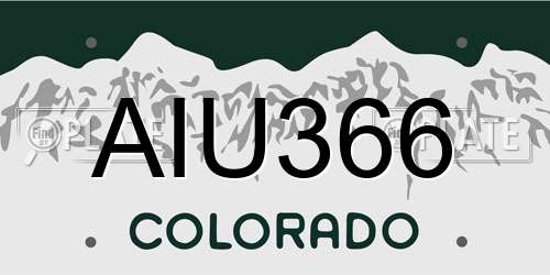 AIU366 Colorado License Plate