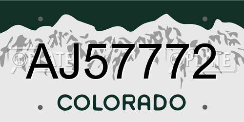 AJ57772 Colorado License Plate