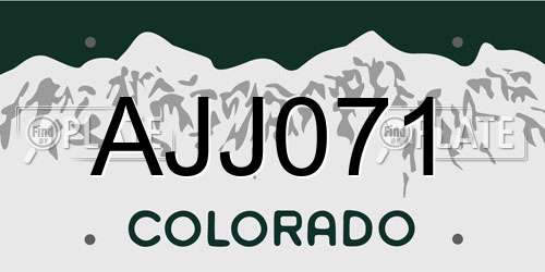 AJJ071 Colorado License Plate