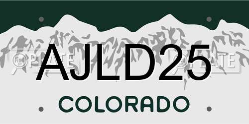 AJLD25 Colorado License Plate