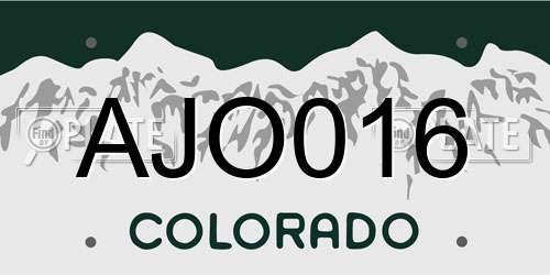 AJO016 Colorado License Plate