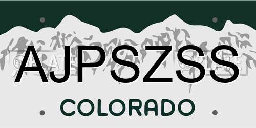 AJPSZSS Colorado License Plate
