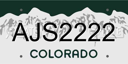 AJS2222 Colorado License Plate