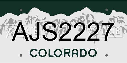 AJS2227 Colorado License Plate