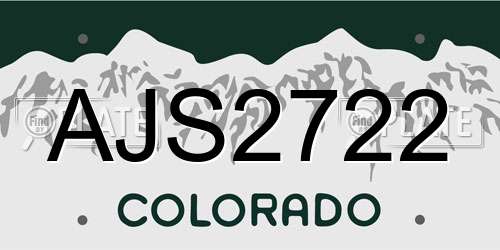 AJS2722 Colorado License Plate