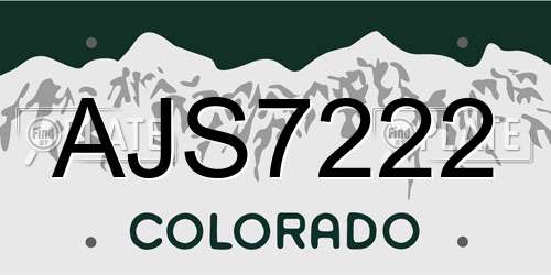 AJS7222 Colorado License Plate