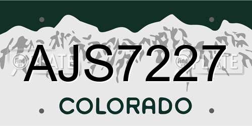 AJS7227 Colorado License Plate