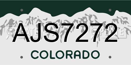 AJS7272 Colorado License Plate