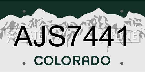 AJS7441 Colorado License Plate