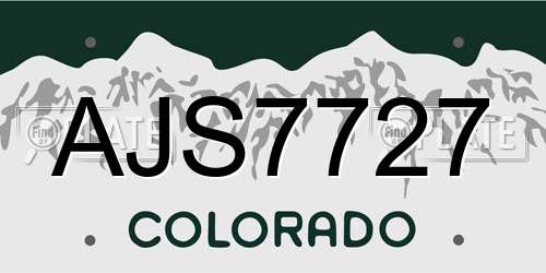AJS7727 Colorado License Plate