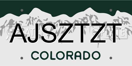 AJSZTZT Colorado License Plate