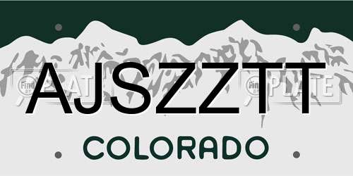 AJSZZTT Colorado License Plate