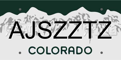 AJSZZTZ Colorado License Plate