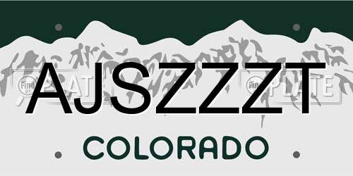 AJSZZZT Colorado License Plate