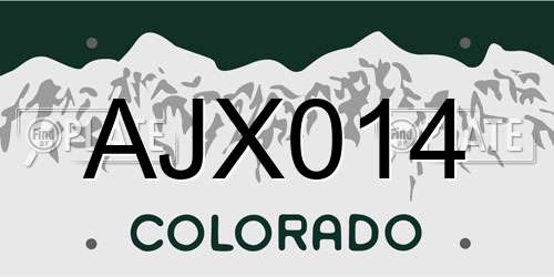 AJX014 Colorado License Plate