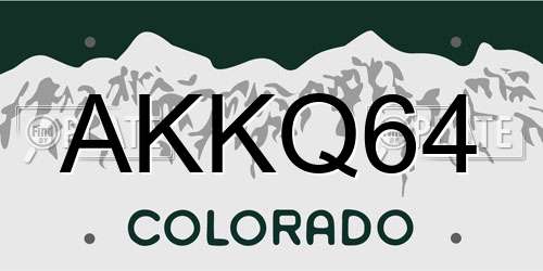 AKKQ64 Colorado License Plate