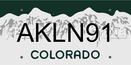 AKLN91 Colorado License Plate