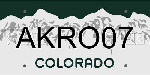 AKRO07 Colorado License Plate