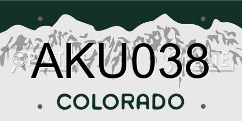 AKU038 Colorado License Plate