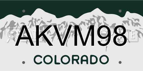 AKVM98 Colorado License Plate