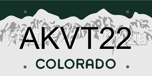 AKVT22 Colorado License Plate