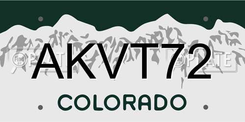 AKVT72 Colorado License Plate