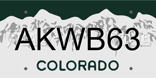 AKWB63 Colorado License Plate