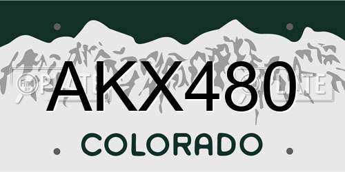 AKX480 Colorado License Plate
