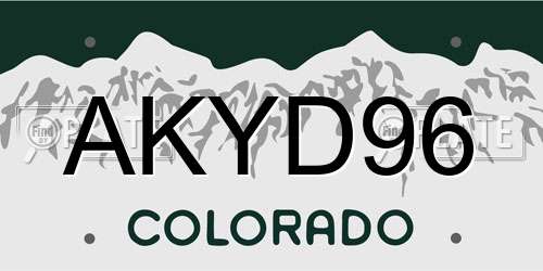 AKYD96 Colorado License Plate