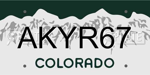 AKYR67 Colorado License Plate